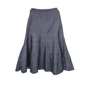 Denim Maxi Skirt Sz 8 Med Dark Fit & Flare Classic Preppy Closet Staple